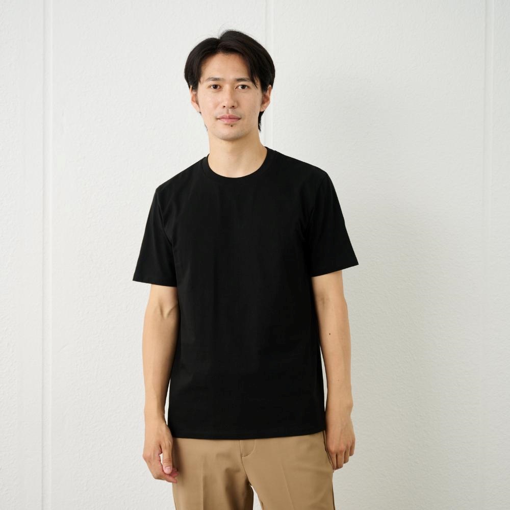 TVC メンズ コットン１００クルーネック半袖Tシャツ メンズ(クロ-M)