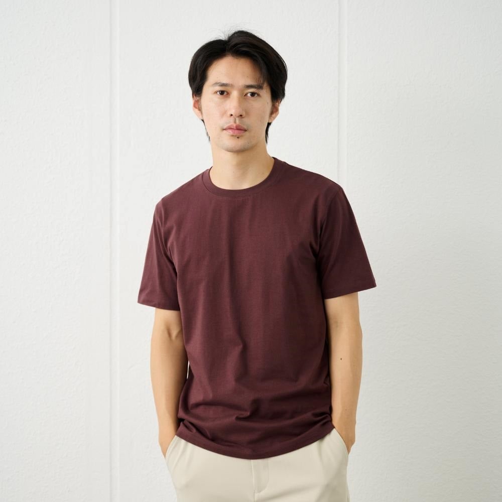 TVC メンズ コットン１００クルーネック半袖Tシャツ メンズ(チヤ-XL)