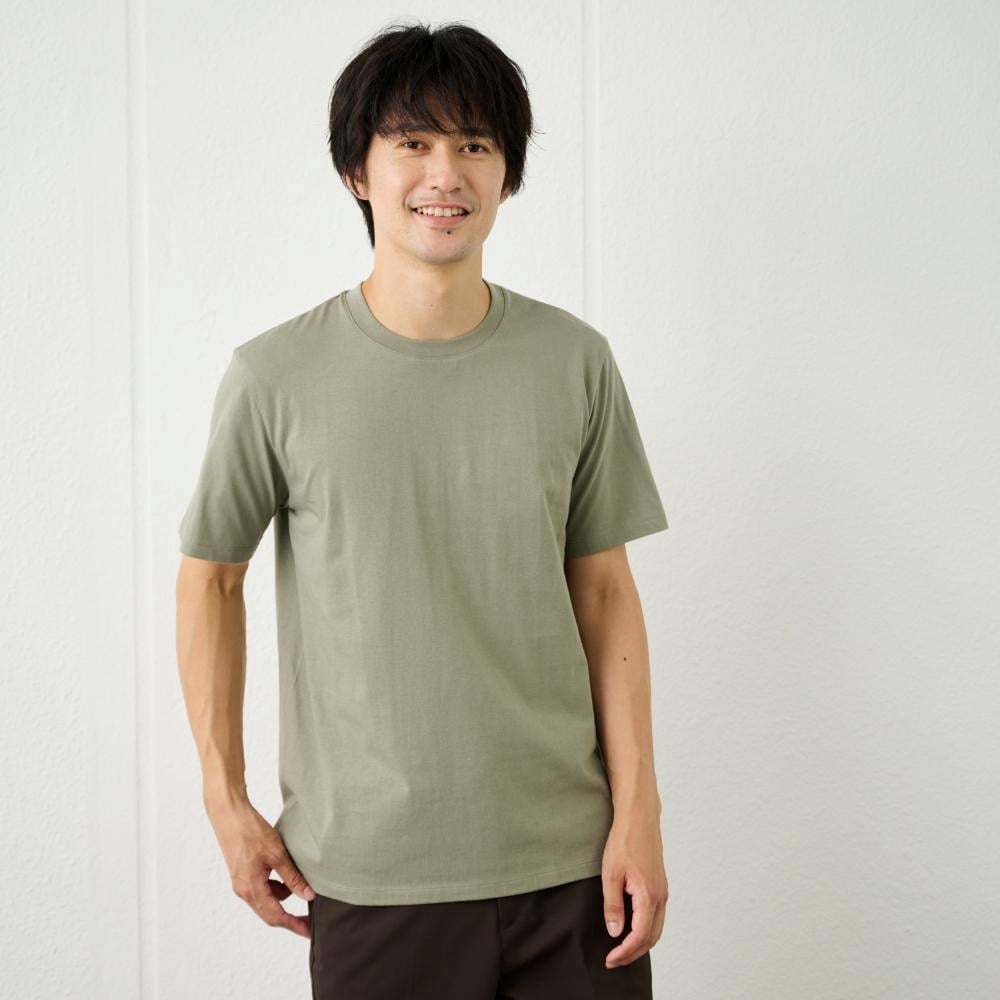TVC メンズ コットン１００クルーネック半袖Tシャツ メンズ(ミドリ-L)