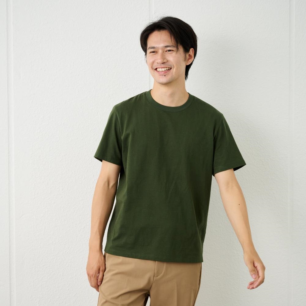 TVC メンズ コットン１００クルーネック半袖Tシャツ メンズ(コイミドリ-L)