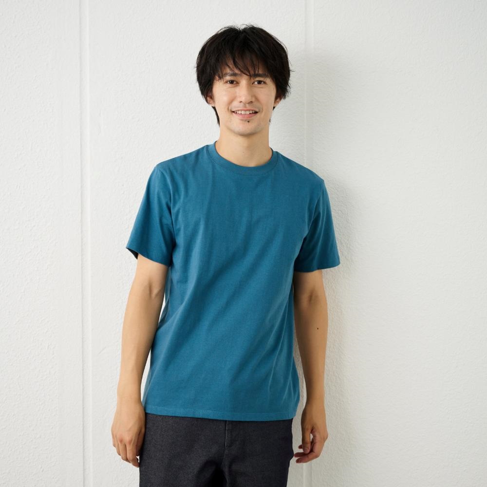 TVC メンズ コットン１００クルーネック半袖Tシャツ メンズ(Ａアオ-M)