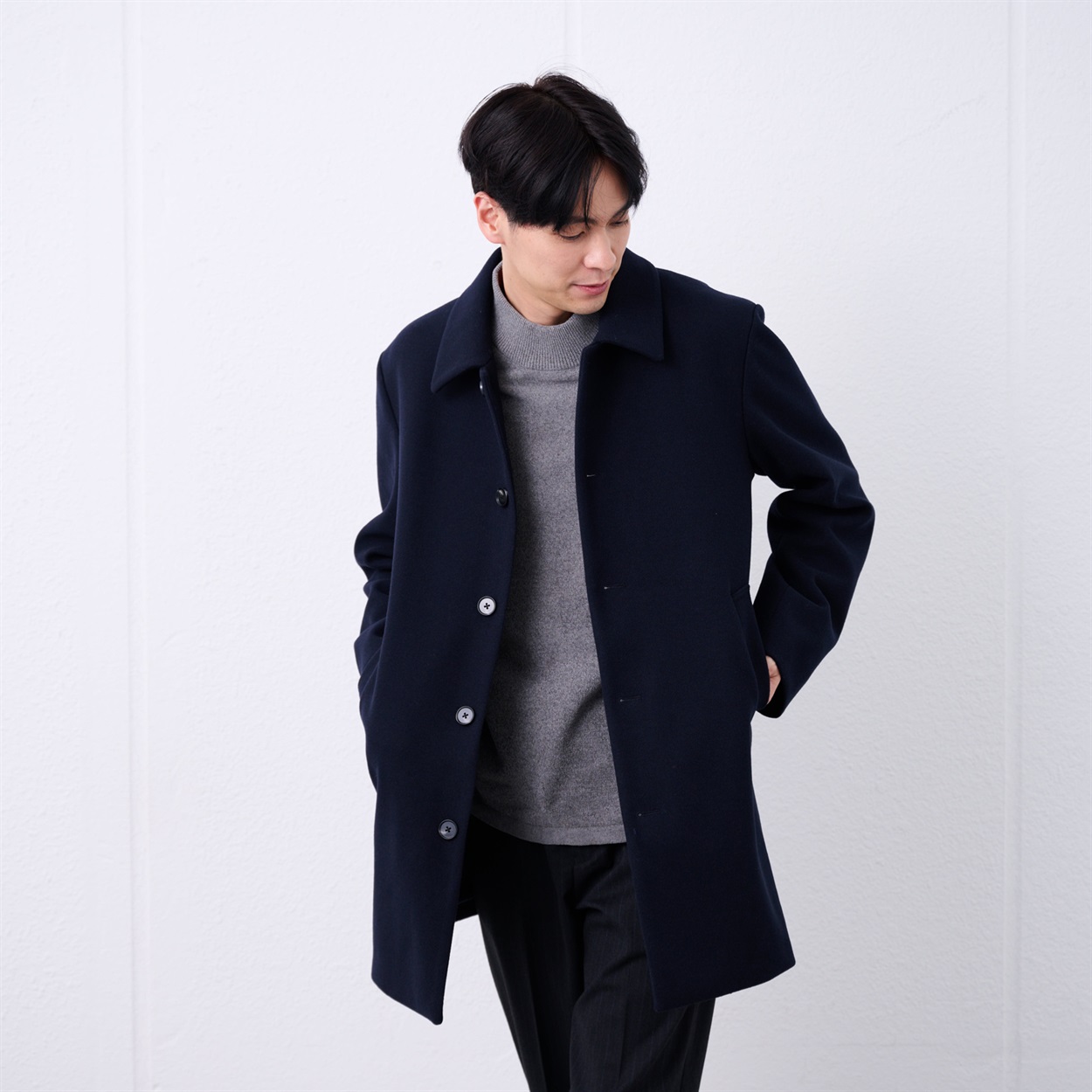 TVC(ティーヴィシー) ウールライク ショートステンカラーコート メンズ