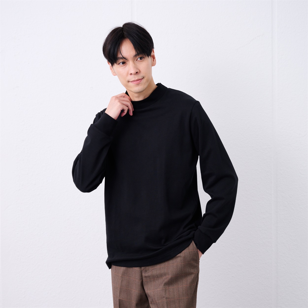 TVC(ティーヴィシー) コットン起毛モックネック長袖Tシャツ メンズ