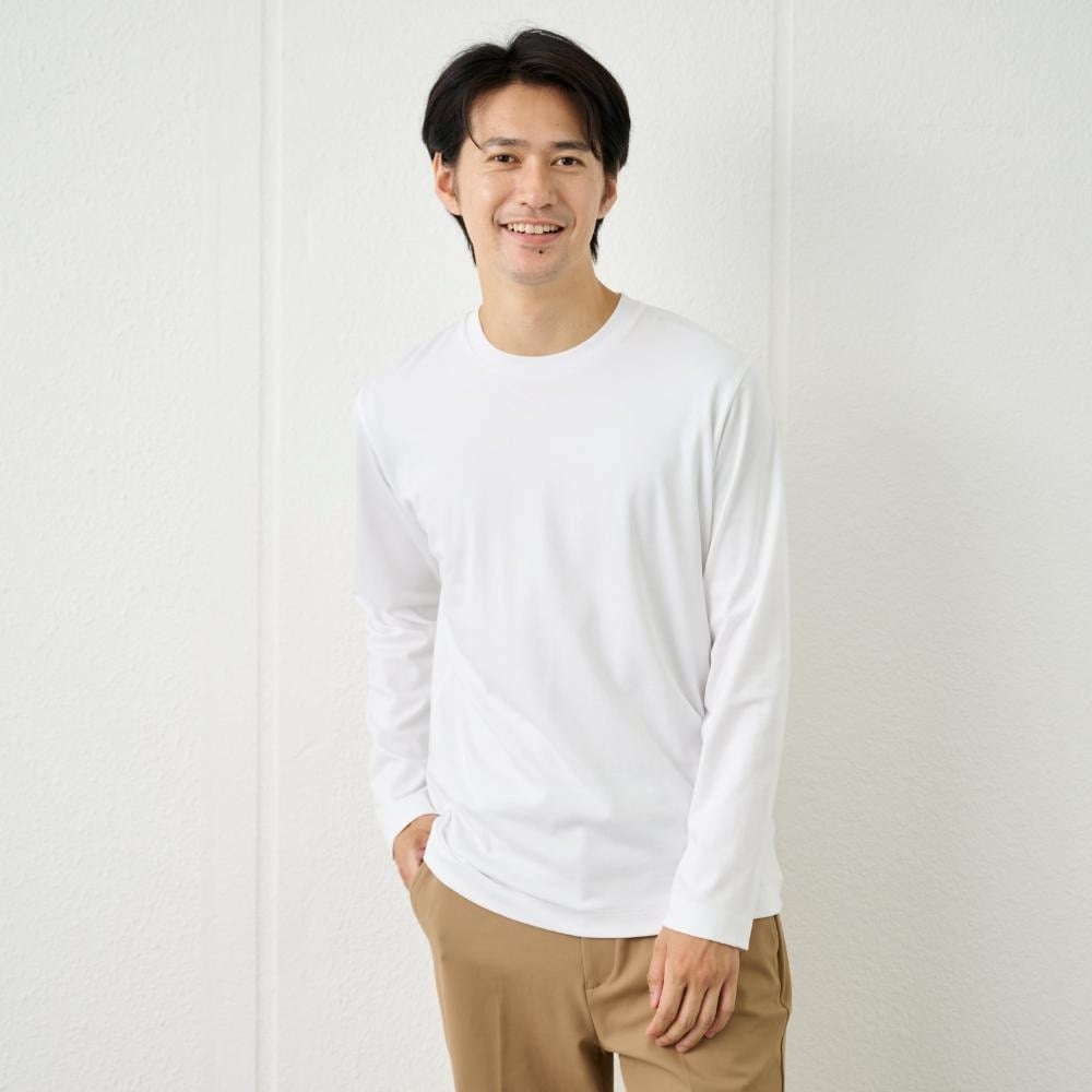 siva / 変形長袖カットソー/tシャツ/コットン/KHK/無地 TVC シルキータッチコットン クルーネック長袖Tシャツ（無地） メンズ