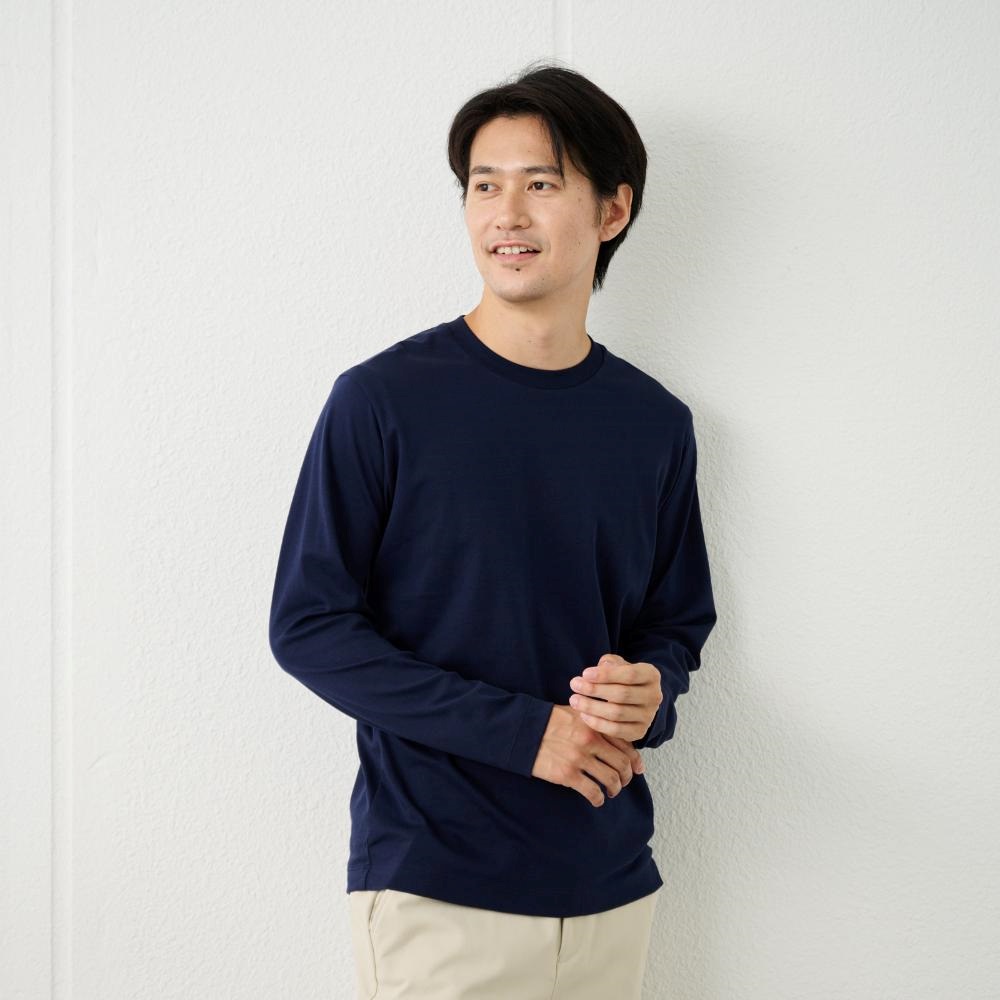 TVC シルキータッチコットン クルーネック長袖Tシャツ（無地） メンズ