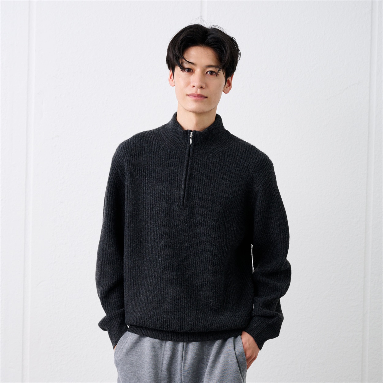 ブラッシュヤーン 片畦ハーフジッププルオーバー メンズ | イオン