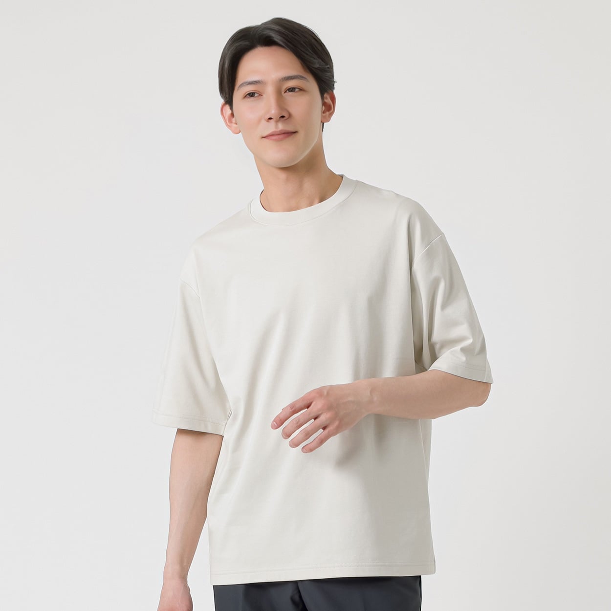 TVC(ティーヴィシー) ピースフィットクール遮熱スムース無地五分袖Tシャツ メンズ(ウスチャ-L)