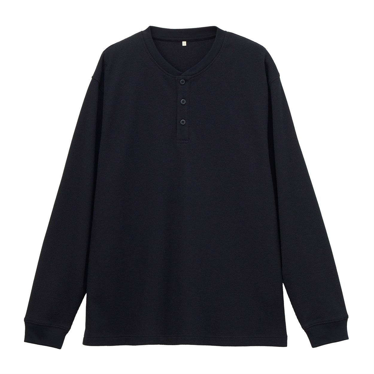 TVC(ティーヴィシー) ワッフル ヘンリーネック長袖Ｔシャツ メンズ(クロ-L)