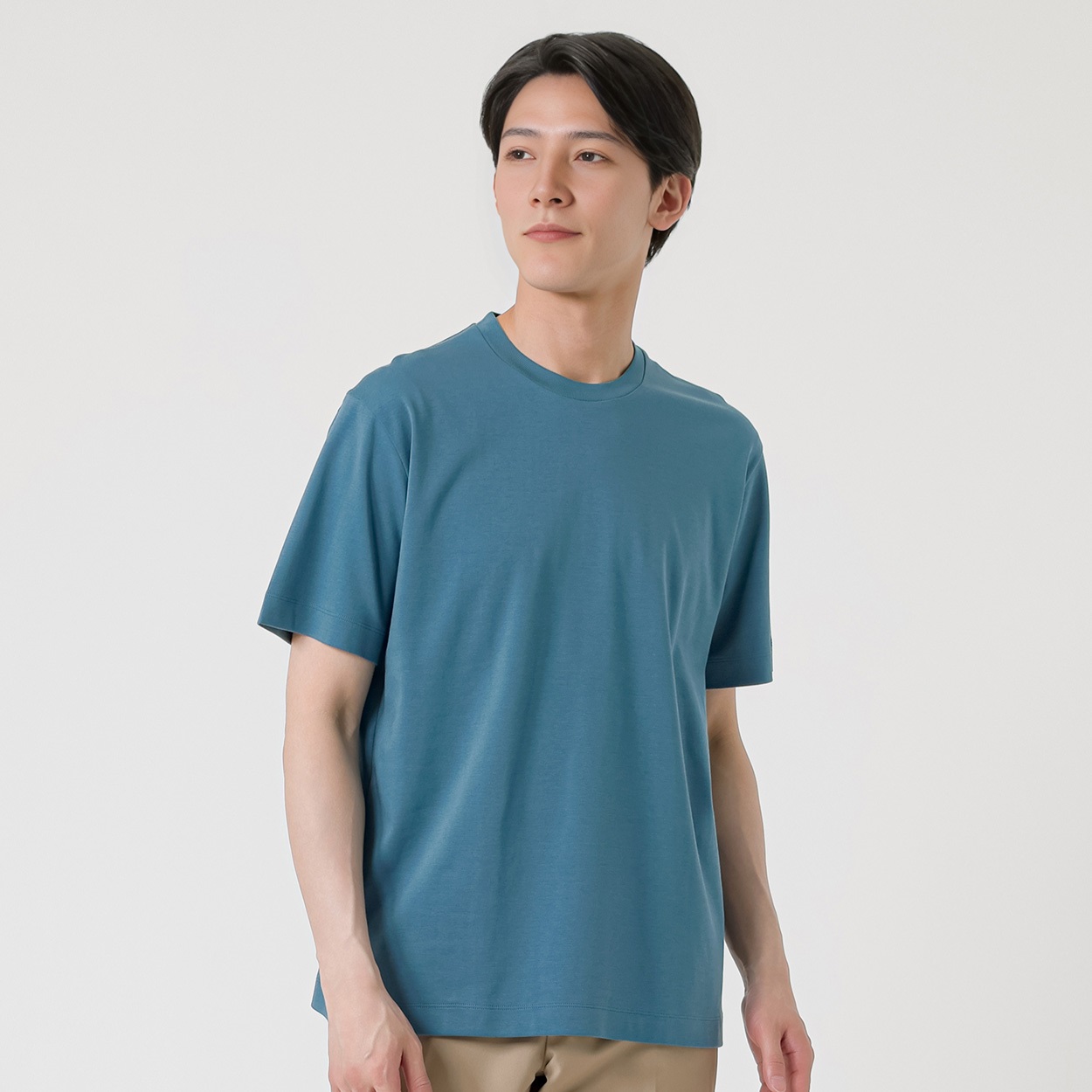 TVC(ティーヴィシー) シルキーコットンスムース半袖Tシャツ メンズ(アオ-XL)