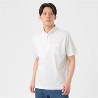TVC(ティーヴィシー) シルキーコットンボタンダウン半袖ポロシャツ メンズ(シロ-S)