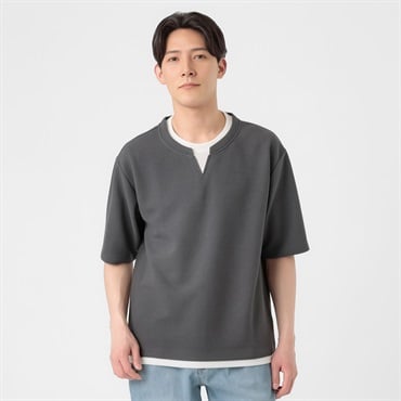 TVC(ティーヴィシー) フェイクレイヤード キーネック半袖Tシャツ メンズ