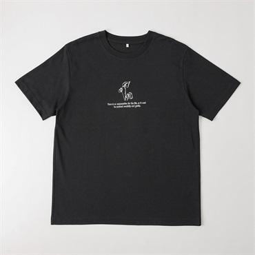 TVC(ティーヴィシー) コットン天竺プリントクルーネック半袖Tシャツ メンズ(クロ(葉_線画）-S)