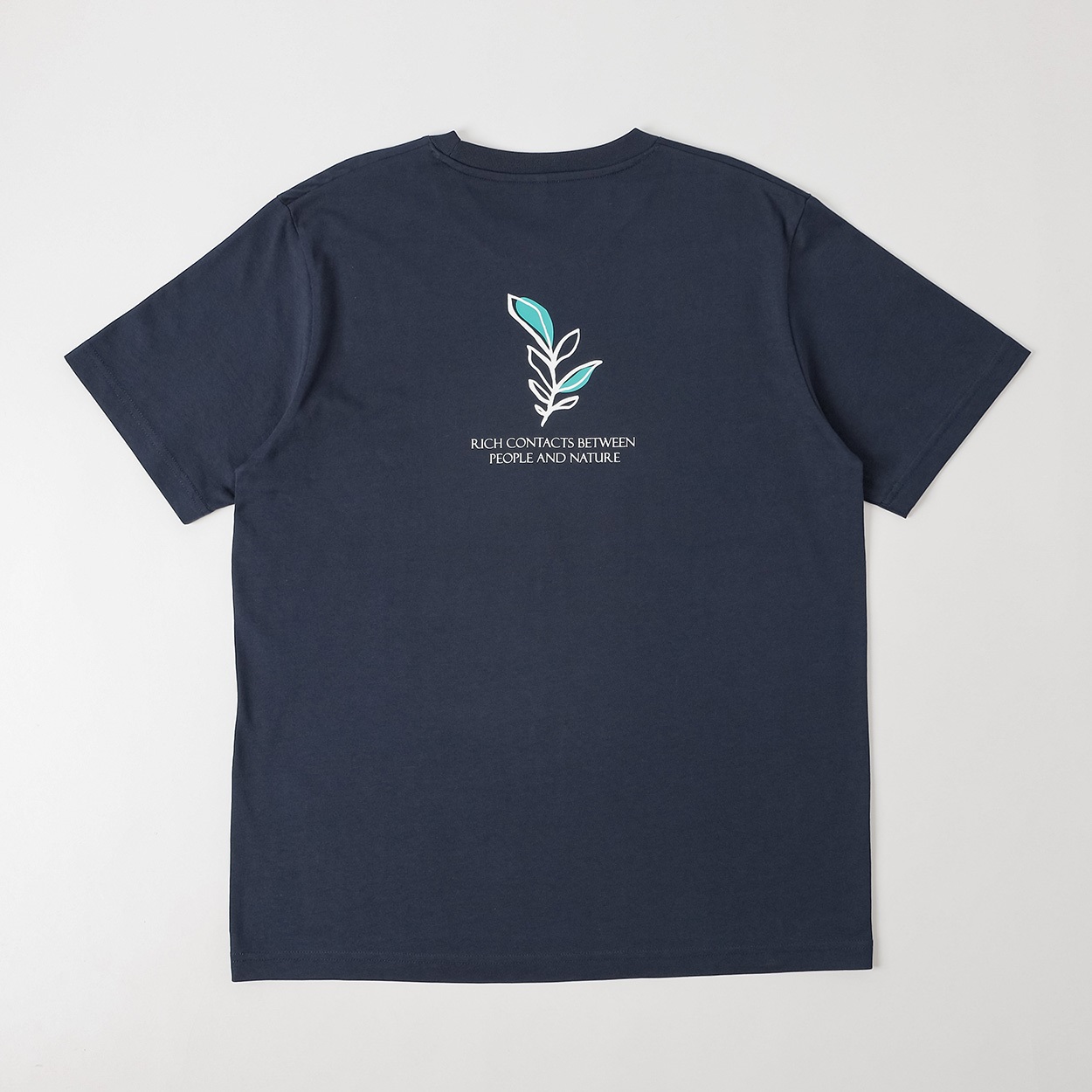 TVC(ティーヴィシー) コットン天竺プリントクルーネック半袖Tシャツ メンズ(コイアオ（背中プリント＿葉)-M)