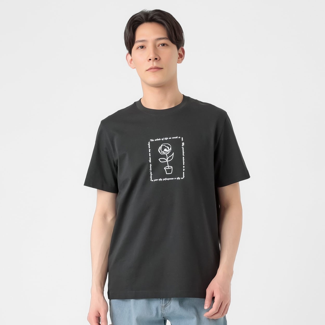TVC(ティーヴィシー) コットン天竺プリントクルーネック半袖Tシャツ