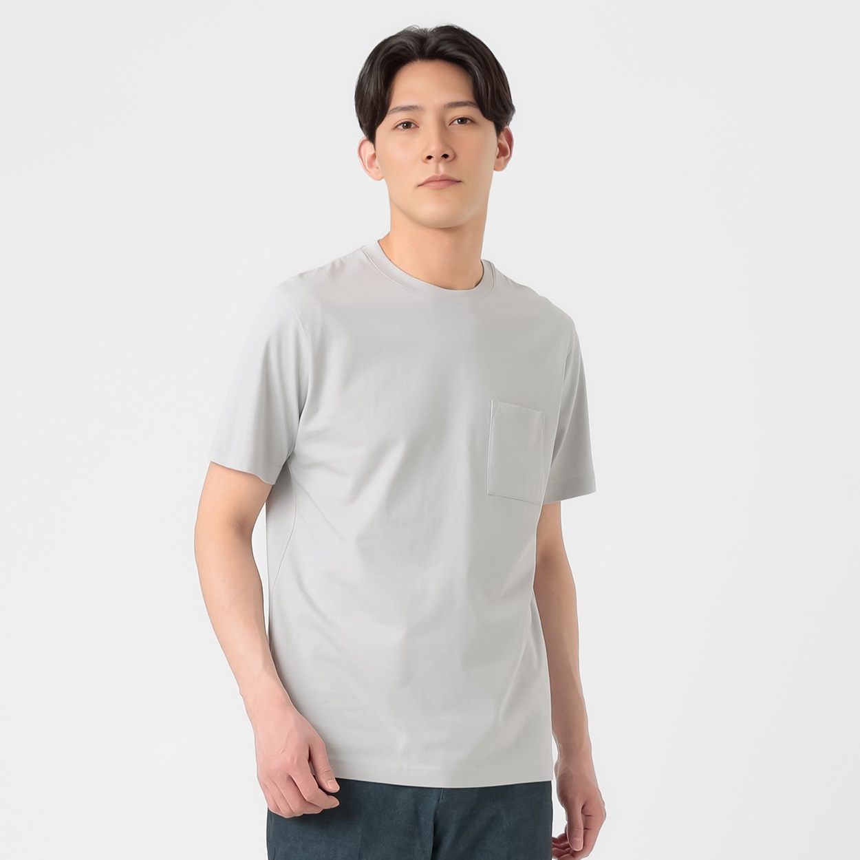 TVC(ティーヴィシー) コットン天竺ポケ付きクルーネック半袖Tシャツ メンズ(ウスクロ-S)