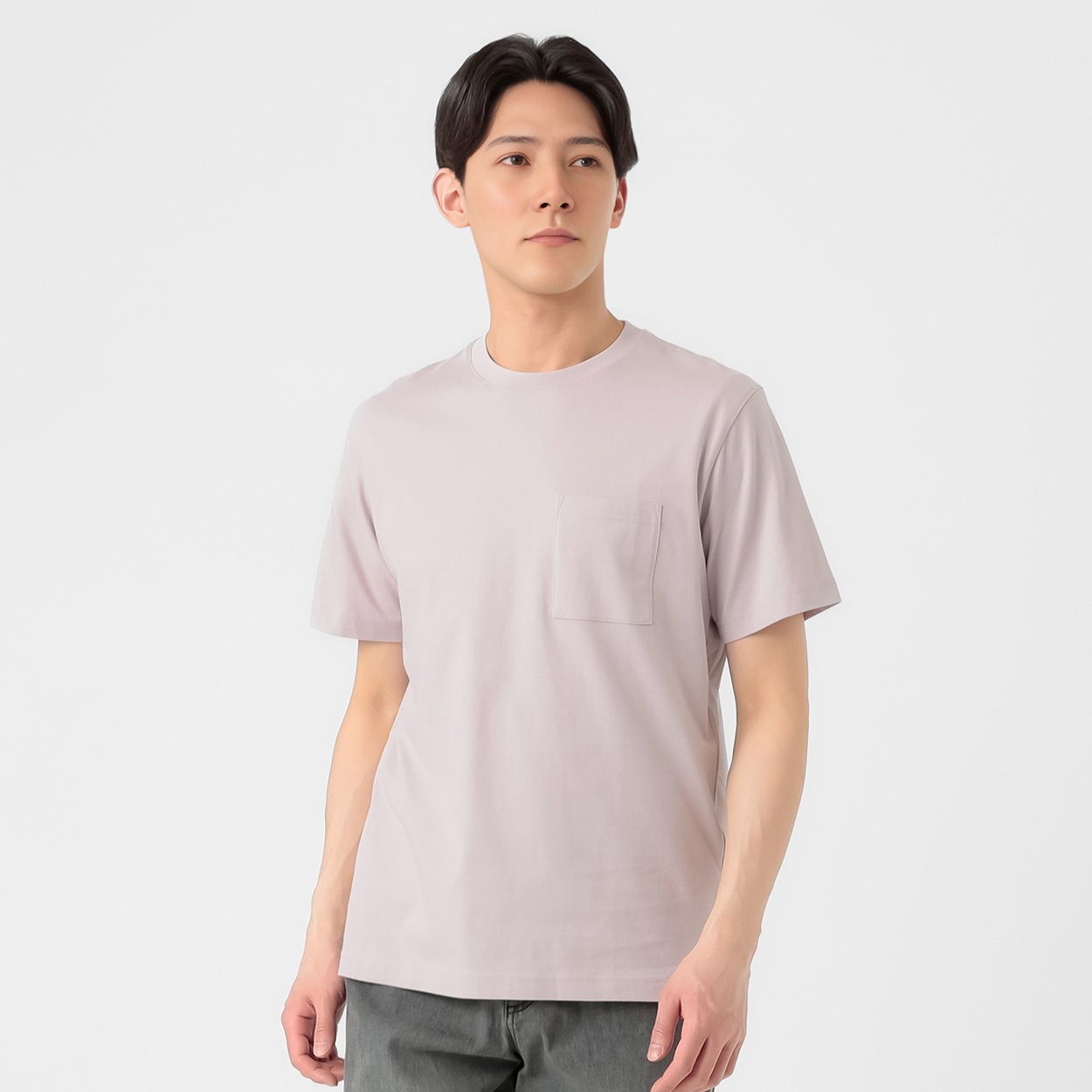 TVC(ティーヴィシー) コットン天竺ポケ付きクルーネック半袖Tシャツ メンズ(ウスアカ-S)