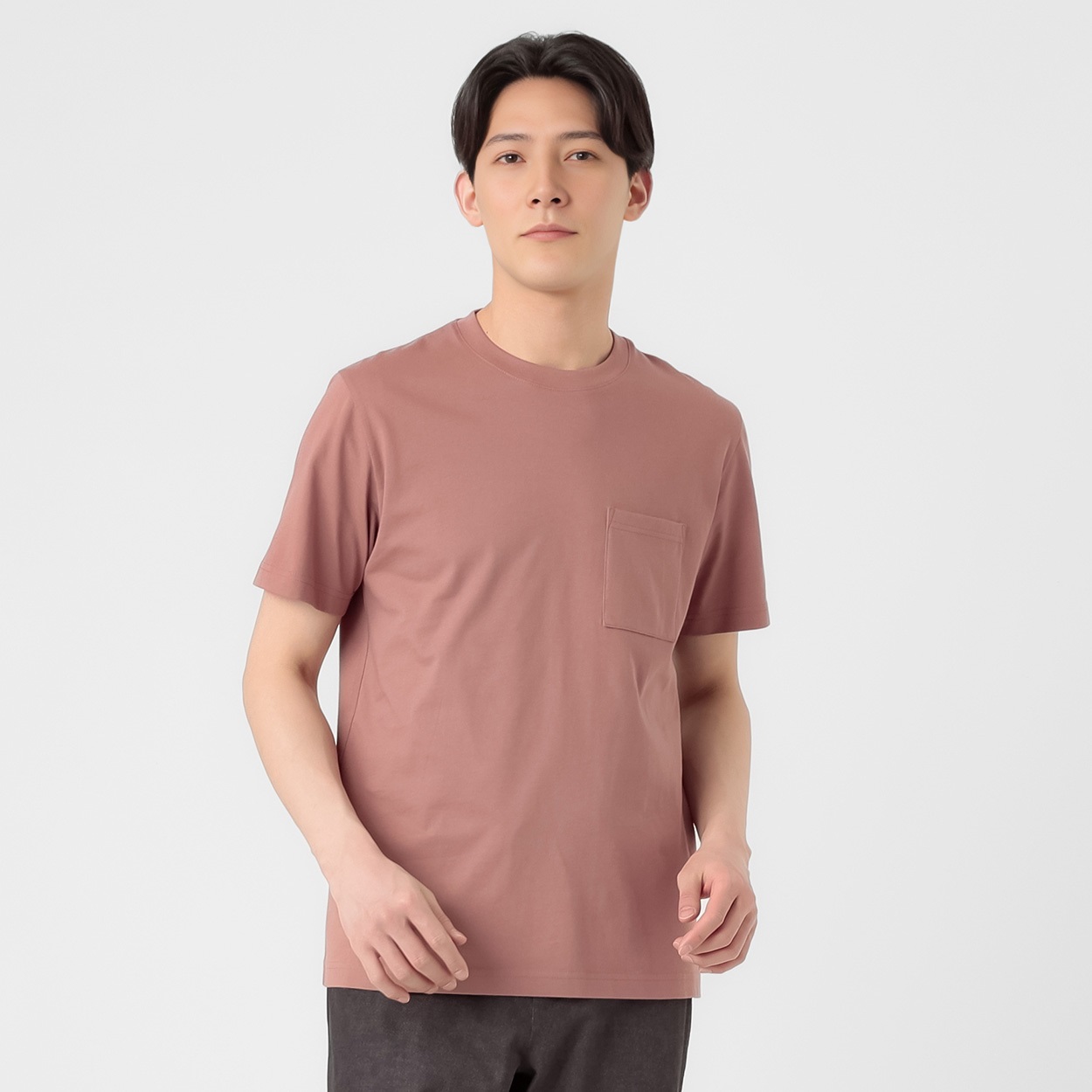 TVC(ティーヴィシー) コットン天竺ポケ付きクルーネック半袖Tシャツ メンズ(ダイダイ-XL)