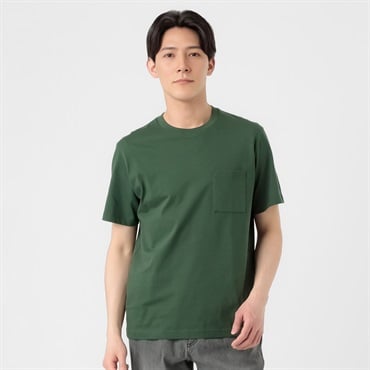 TVC(ティーヴィシー) コットン天竺ポケ付きクルーネック半袖Tシャツ メンズ(ミドリ-S)