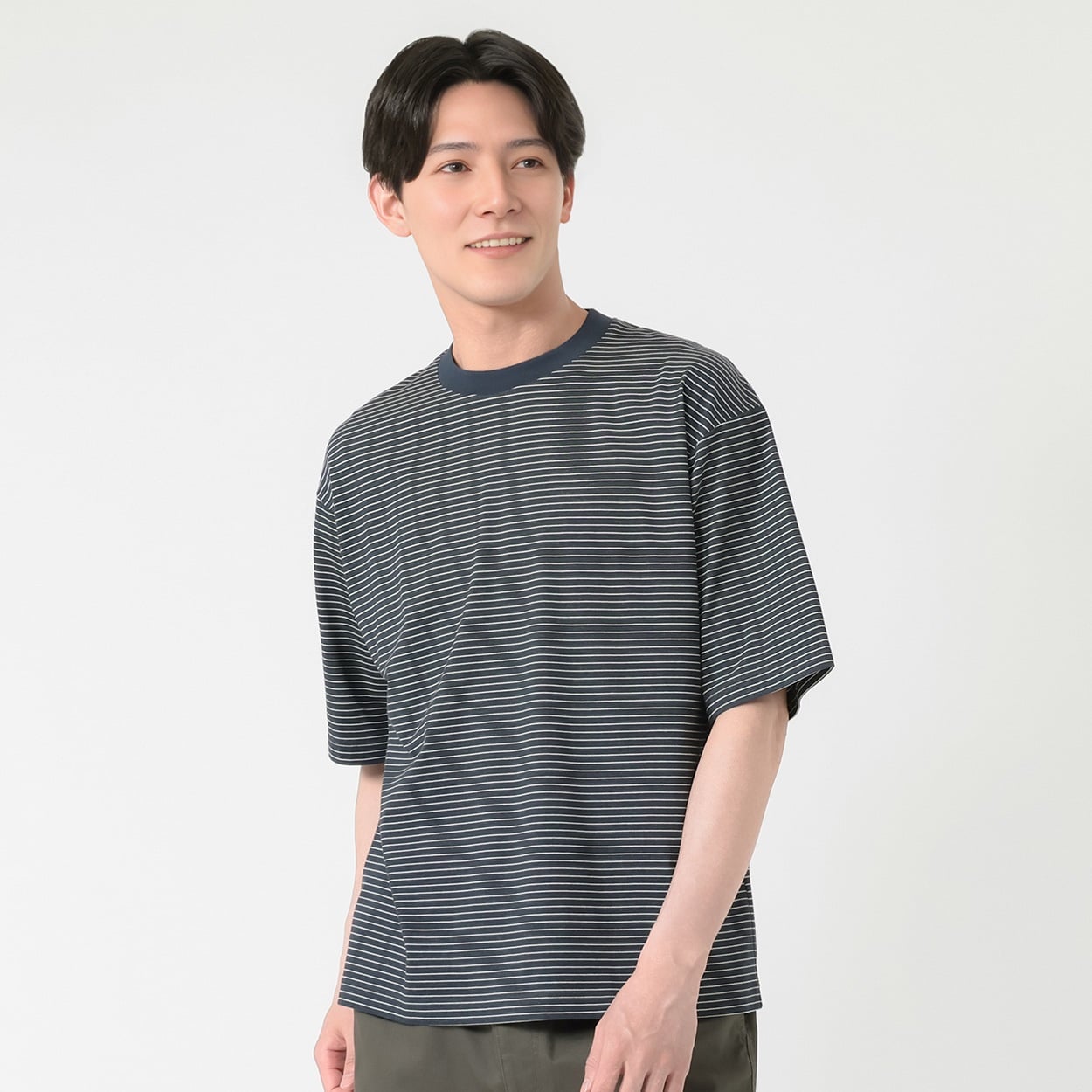 TVC(ティーヴィシー) ピースフィットクール遮熱天竺ボーダー五分袖Tシャツ メンズ(コイアオ-M)