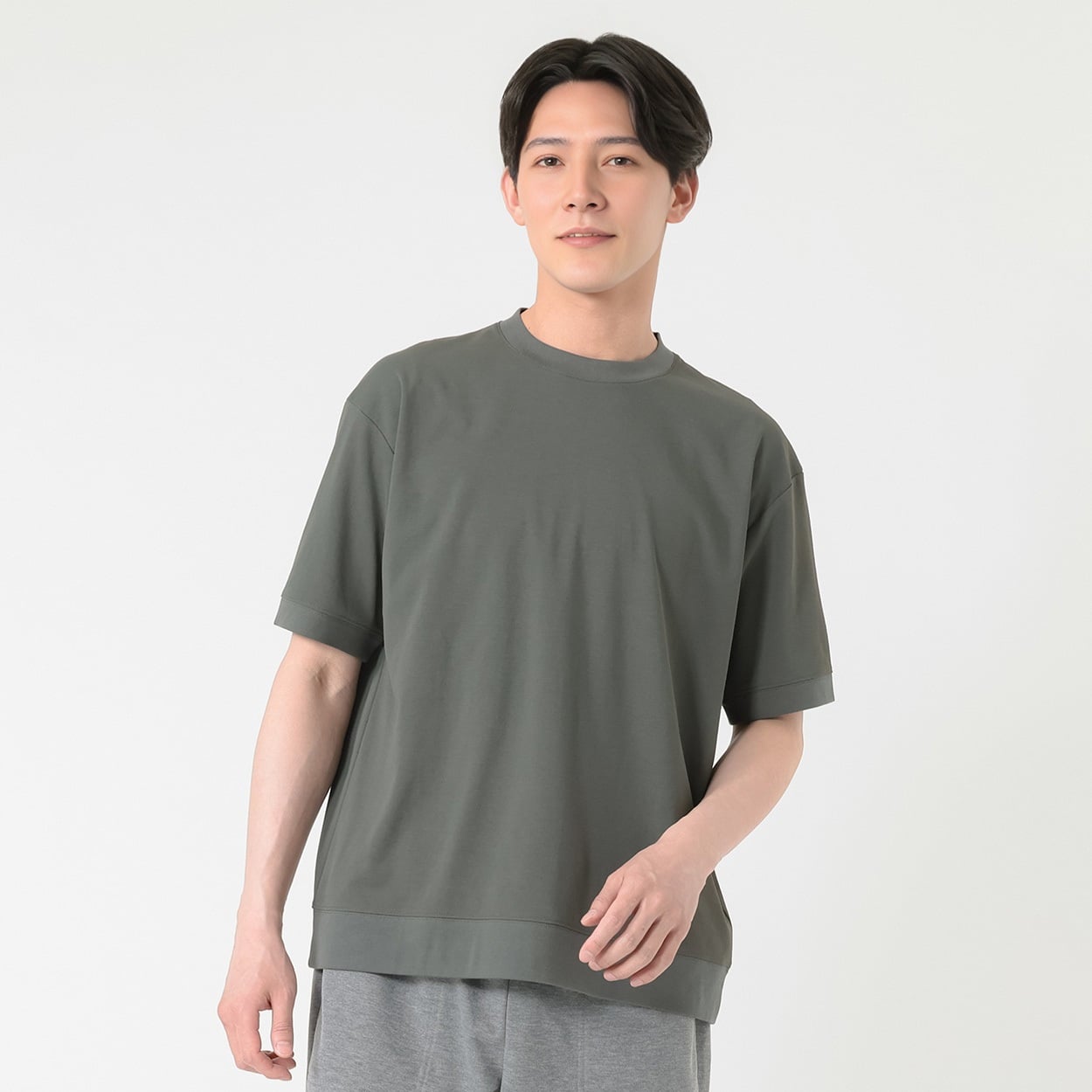 TVC(ティーヴィシー) 汗ジミが目立ちにくいポンチ半袖Tシャツ メンズ(チャコ－ルグレ－-S)