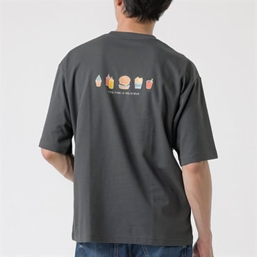 TVC(ティーヴィシー) ピースフィットクール遮熱スムースプリント五分袖Tシャツ メンズ(ウスクロ（バックプリント：ハンバーガー）-S)