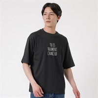 TVC(ティーヴィシー) ピースフィットクール遮熱スムースプリント五分袖Tシャツ メンズ(Ａクロ（手書き風英字）-S)