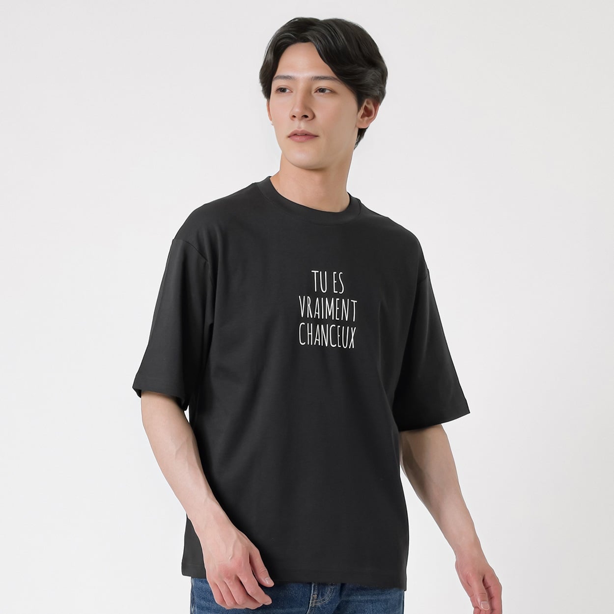 TVC(ティーヴィシー) ピースフィットクール遮熱スムースプリント五分袖Tシャツ メンズ(Ａクロ（手書き風英字）-M)