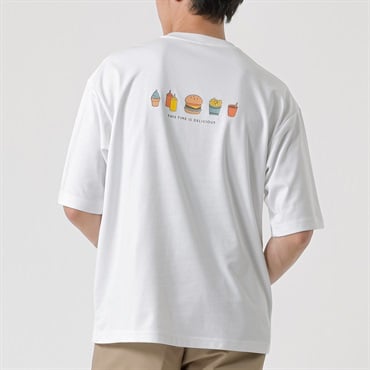 TVC(ティーヴィシー) ピースフィットクール遮熱スムースプリント五分袖Tシャツ メンズ(モノトーン(バックプリント：ハンバーガー）-S)