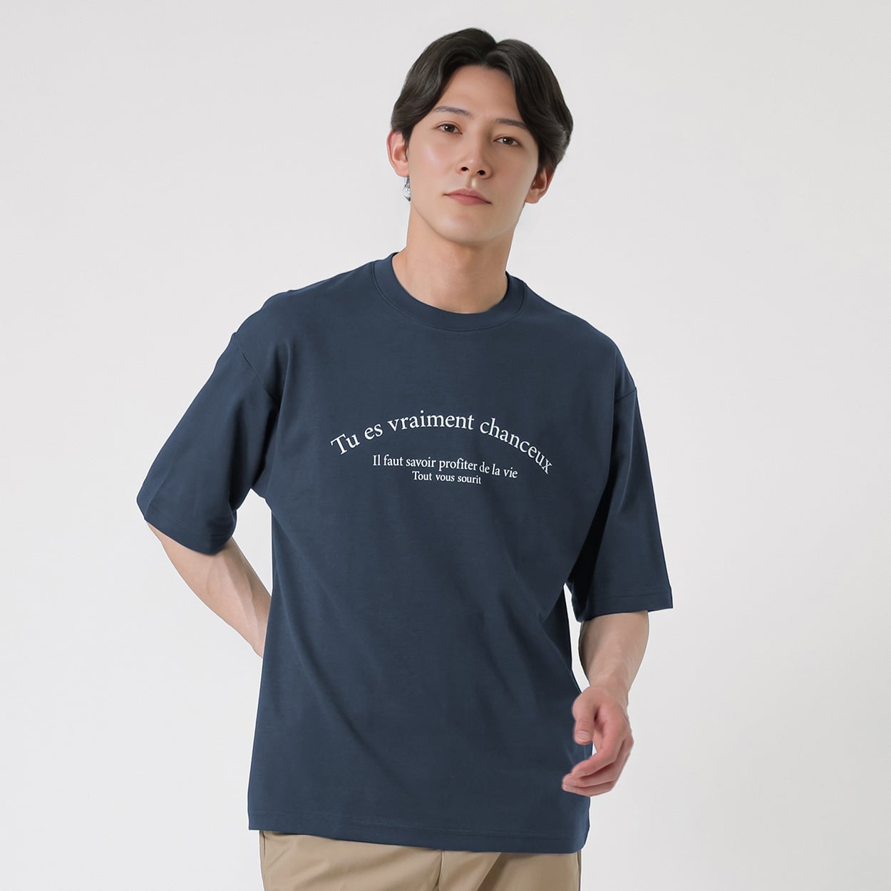 TVC(ティーヴィシー) ピースフィットクール遮熱スムースプリント五分袖Tシャツ メンズ(コイアオ（明朝体英字）-XL)