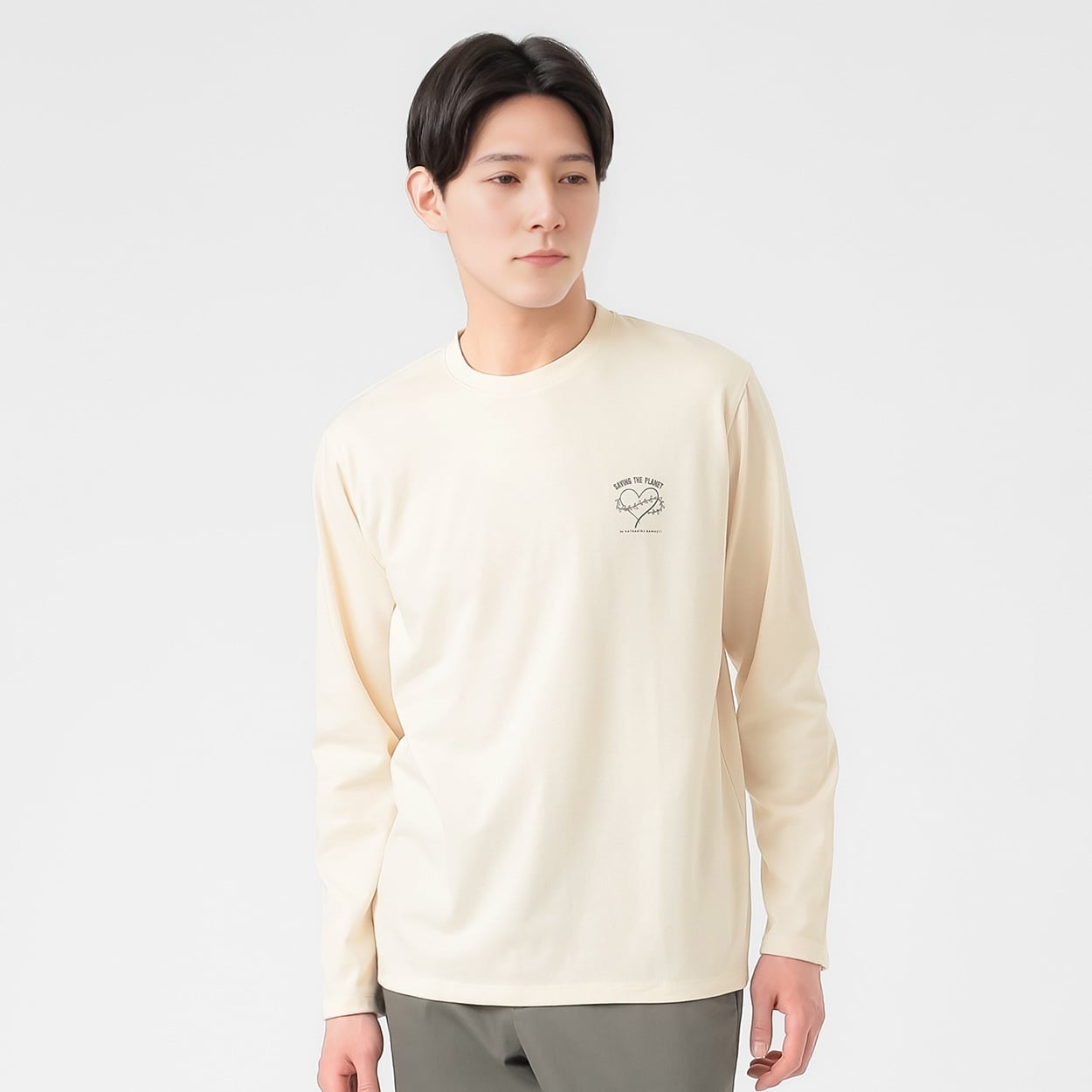 TVC(ティーヴィシー) SAVING THE PLANET by KATHARINE HAMNETT モチーフナガソデTシャツ メンズ(アイボリー-L)