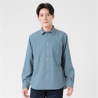 TVC(ティーヴィシー) さらさら長袖無地レギュラーシャツ メンズ(アオ-S)