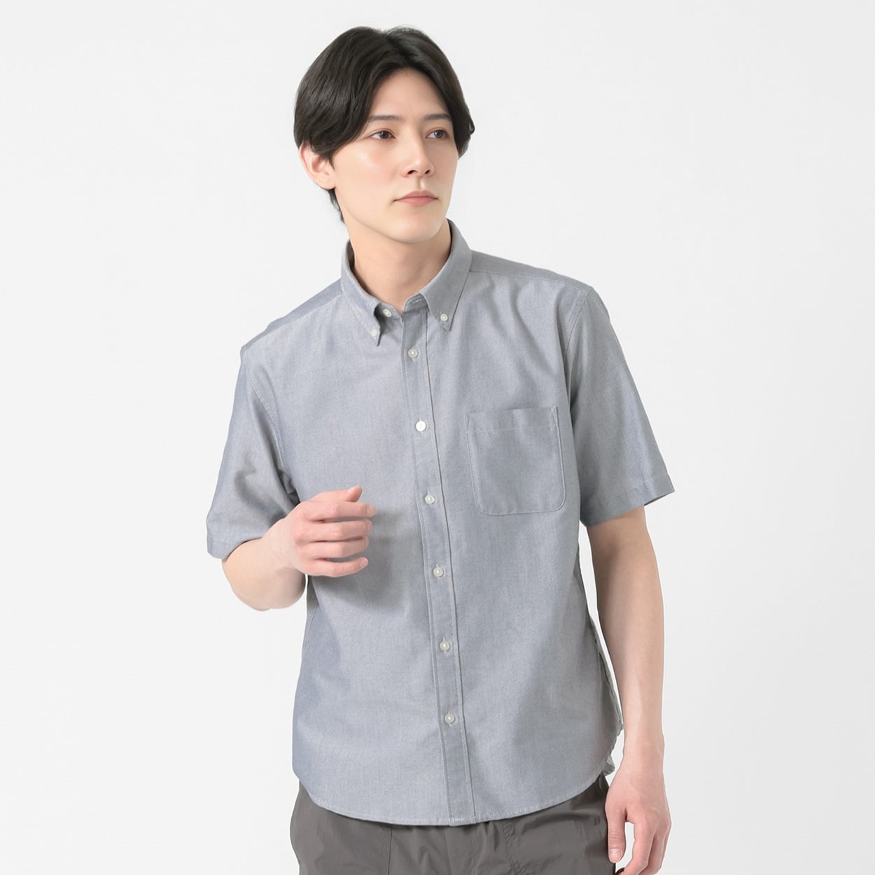 TVC(ティーヴィシー) オックス半袖無地ボタンダウンシャツ メンズ(ウスクロ-XL)