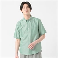 TVC(ティーヴィシー) オックス半袖無地ボタンダウンシャツ メンズ(ミドリ-S)