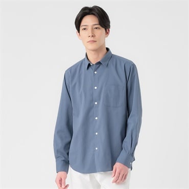 TVC(ティーヴィシー) クレープ長袖レギュラーカラーシャツ メンズ(コイアオ-S)