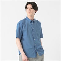 TVC(ティーヴィシー) リネンライクコットン半袖無地レギュラーシャツ メンズ(アオ-S)