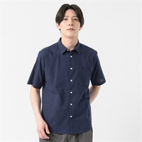 TVC(ティーヴィシー) リネンライクコットン半袖無地レギュラーシャツ メンズ(コイアオ-S)