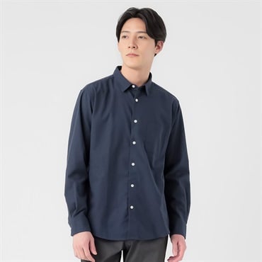 TVC(ティーヴィシー) リネンライクコットン長袖無地レギュラーシャツ メンズ(コイアオ-S)