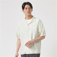 TVC(ティーヴィシー) 透かし編み半袖ニットシャツ メンズ(アイボリー-S)