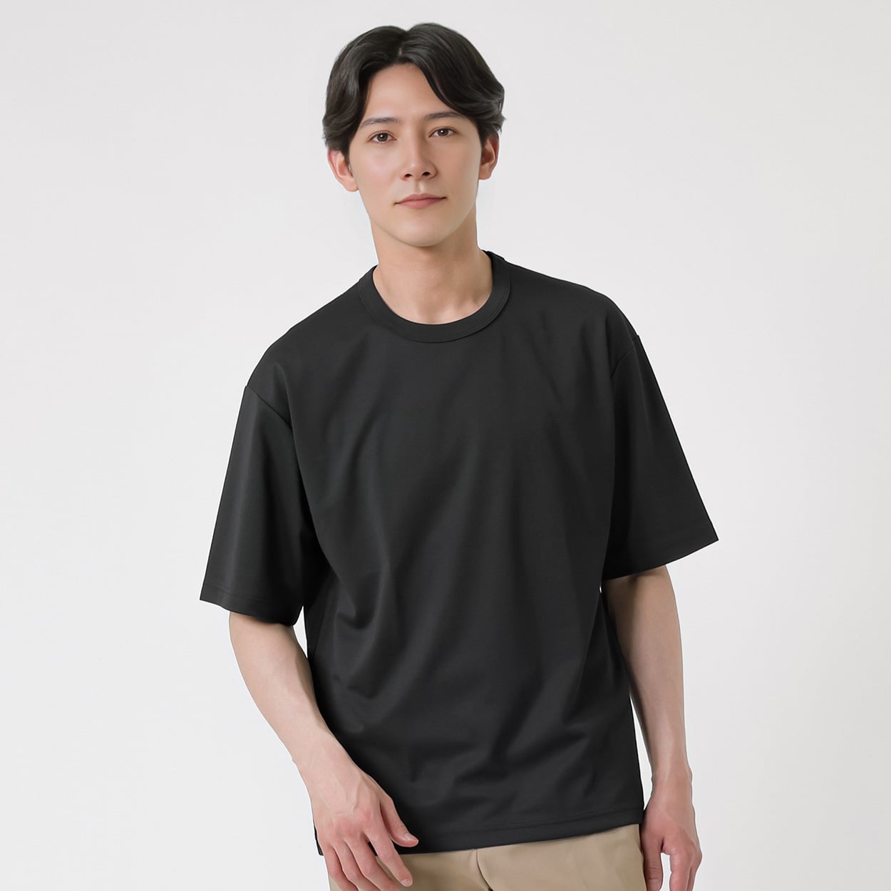 TVC(ティーヴィシー) 汗ジミが目立ちにくいポンチ5分袖Tシャツ メンズ(クロ-XL)