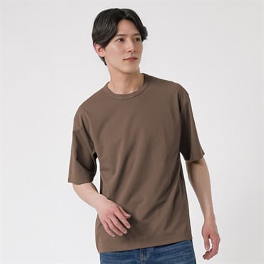 TVC(ティーヴィシー) 汗ジミが目立ちにくいポンチ5分袖Tシャツ メンズ(チャ-S)