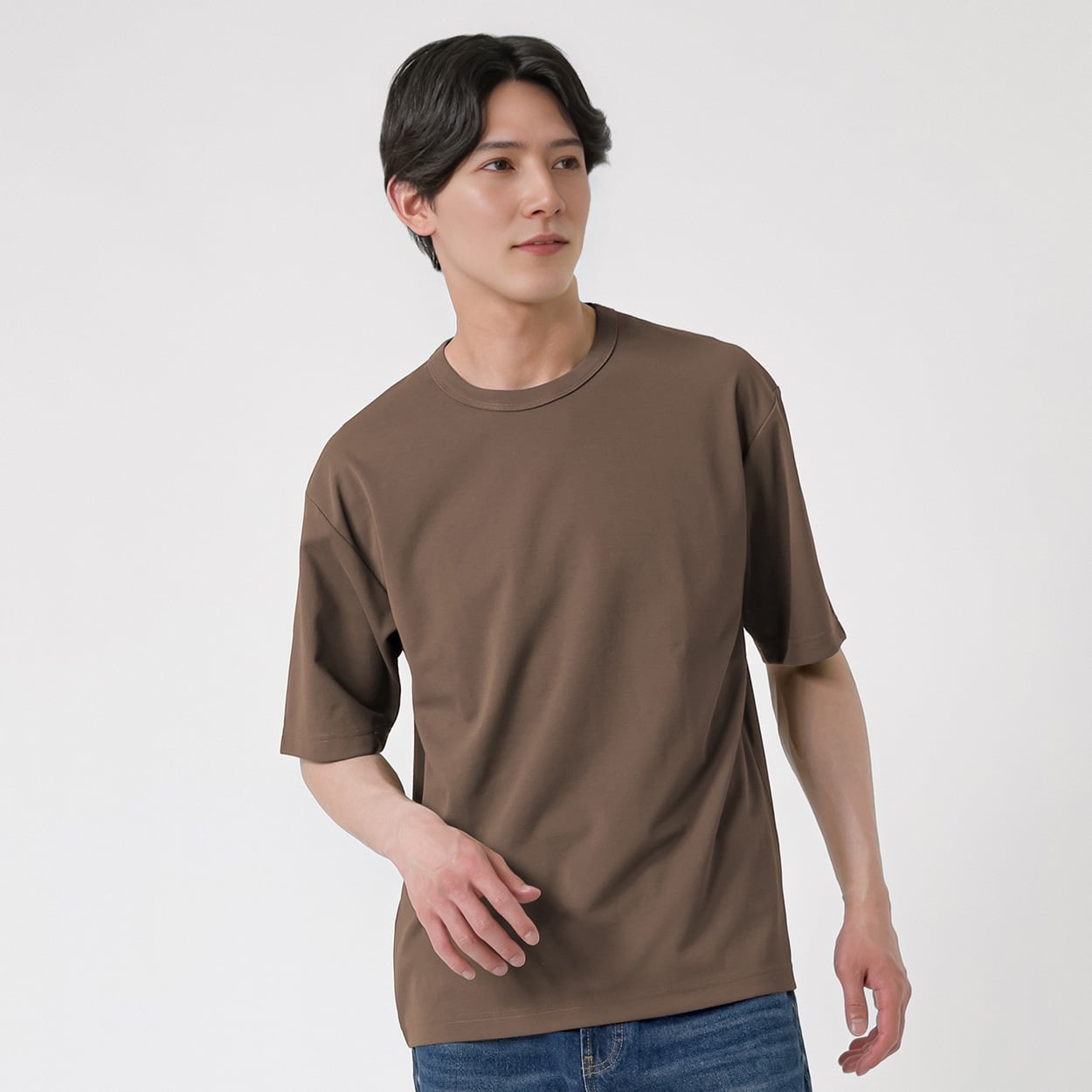 TVC(ティーヴィシー) 汗ジミが目立ちにくいポンチ5分袖Tシャツ メンズ(チャ-XL)