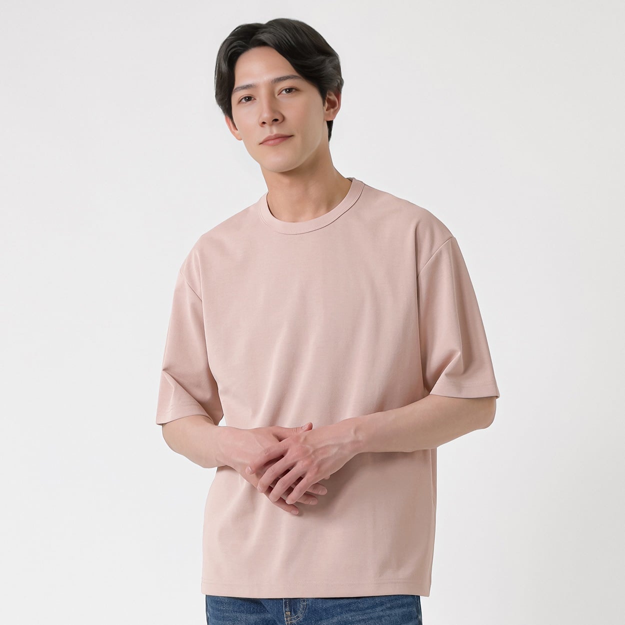 TVC(ティーヴィシー) 汗ジミが目立ちにくいポンチ5分袖Tシャツ メンズ(ウスアカ-L)