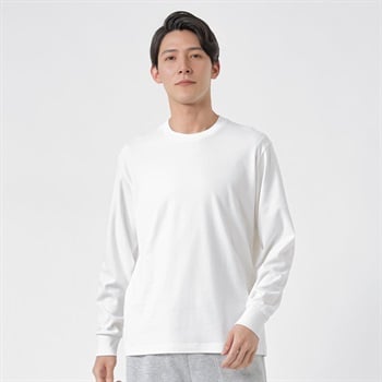 TVC(ティーヴィシー) コットン起毛クルーネック長袖Tシャツ メンズ(シロ-S)