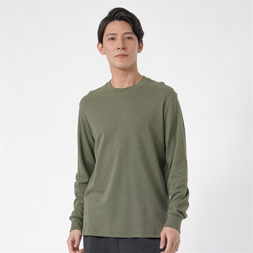 TVC(ティーヴィシー) コットン起毛クルーネック長袖Tシャツ メンズ(ミドリ-XS)