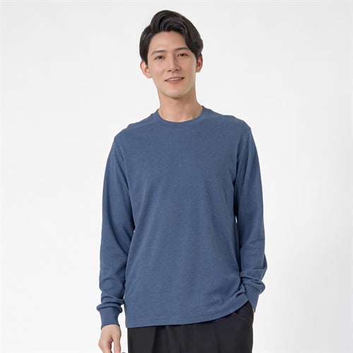 TVC(ティーヴィシー) コットン起毛クルーネック長袖Tシャツ メンズ(アオ-XS)