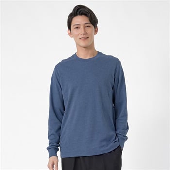 TVC(ティーヴィシー) コットン起毛クルーネック長袖Tシャツ メンズ(アオ-XS)