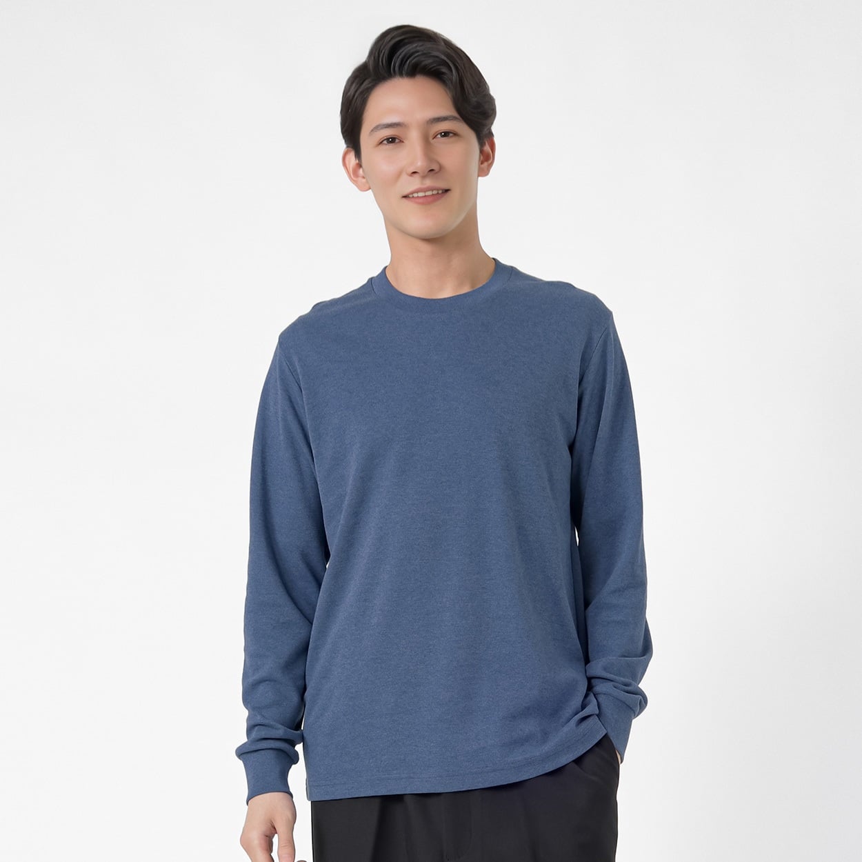 TVC(ティーヴィシー) コットン起毛クルーネック長袖Tシャツ メンズ(アオ-2XL)
