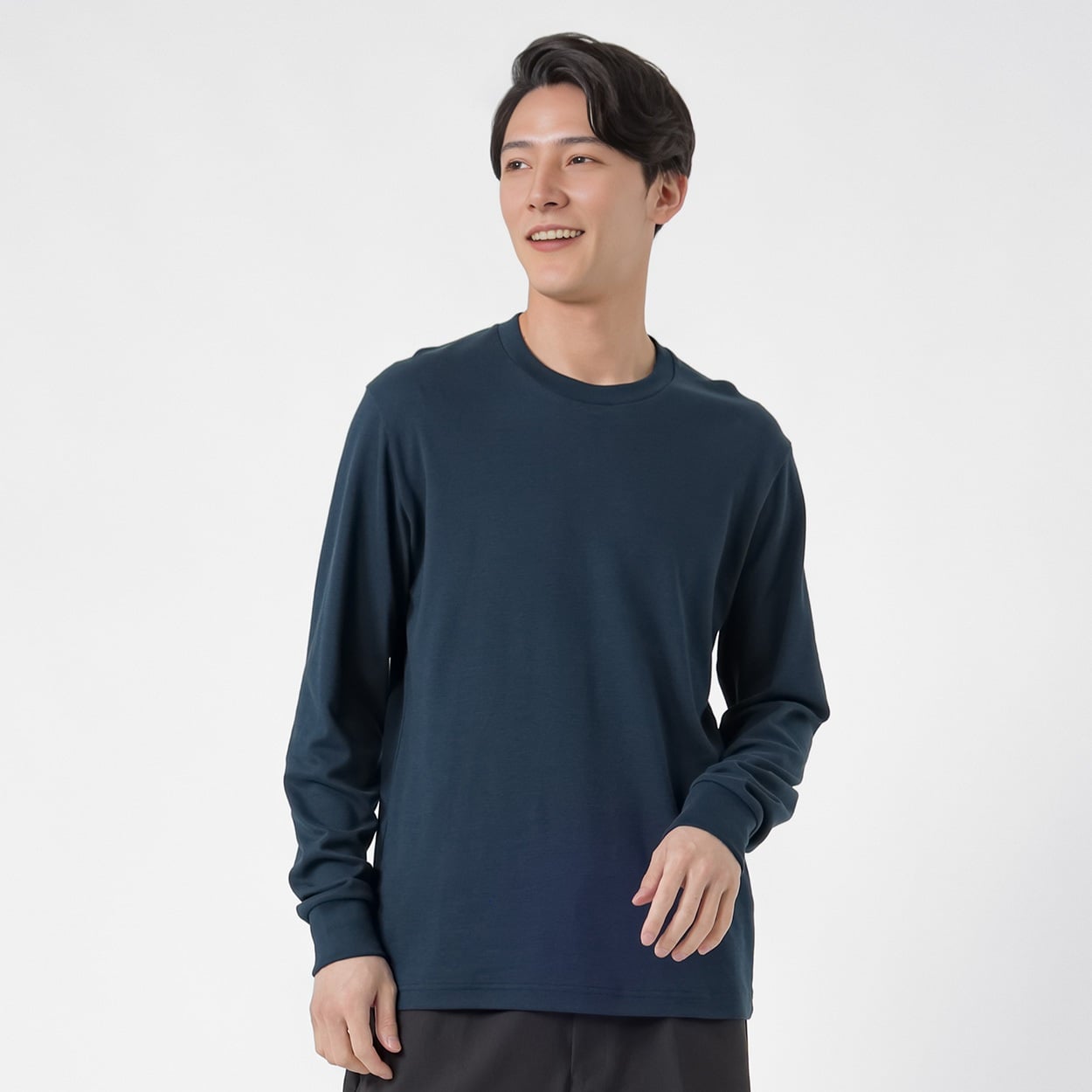 TVC(ティーヴィシー) コットン起毛クルーネック長袖Tシャツ メンズ(コイアオ-L)
