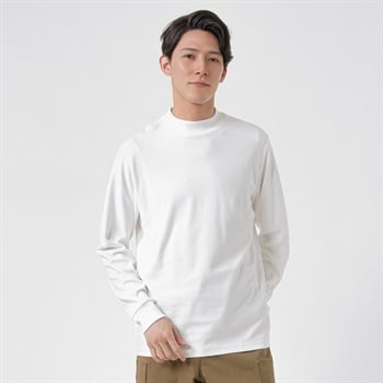TVC(ティーヴィシー) コットン起毛リブモックネック長袖Tシャツ メンズ(シロ-XS)