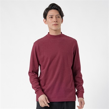 TVC(ティーヴィシー) コットン起毛リブモックネック長袖Tシャツ メンズ(アカ-XS)